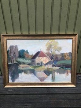 Öljymaalaus "Õisu veskijärv" (Juhan Muks)